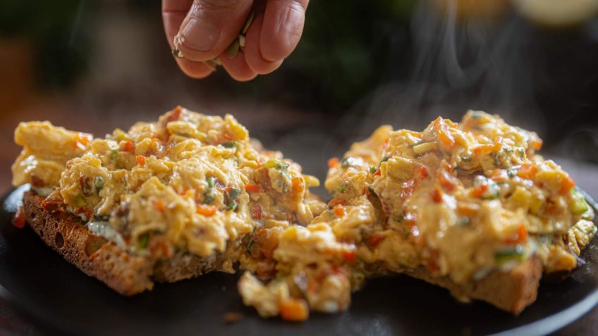 Scrambled Eggs with Vegetables on Sourdough